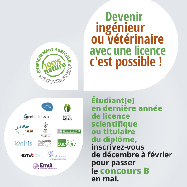 De la fac à l’école d’agro : inscrivez-vous au Concours B entre décembre 2018 et février 2019 !